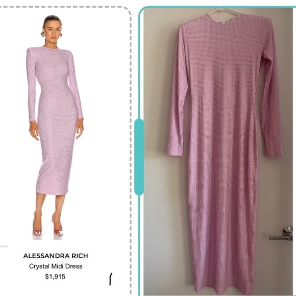 Alessandra Rich Crystal Embellished Shimmer Midi Bodycon Dress Size IT40 US4 - Picture 1 of 11